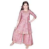 Cotton Co-ord Set, Light Pink, 3/4 Sleeve Top and Matching Gharara