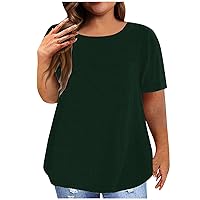 Plus Size Tops for Women Summer Solid Breathable Tops Crew Neck Short Sleeve Oversized T Shirts Casual Fashion Blouses