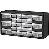 Akro-Mils 10126, 26 Drawer Plastic Parts Storage Hardware and Craft Cabinet, 20-Inch W x 6-Inch D x 10-Inch H, Black