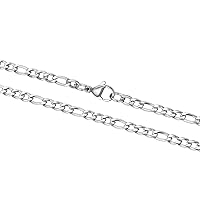 Adabele 304 Grade Surgical Stainless Steel 3.8mm 4.7mm Diamond-Cut Figaro Link Chain Necklace 18 Inch Tarnish Resistant Hypoallergenic Women Men Jewelry