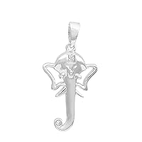 MOONEYE White CZ Gemstone 925 Sterling Silver Ganesha Traditional Religious Pendant Jewelry