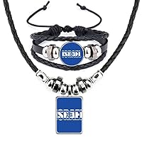 Israel Country Flag Name Art Deco Gift Fashion Leather Necklace Bracelet Jewelry Set