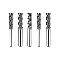 Micro Grain Carbide End Mill for Alloy Steels/Hardened Steels 4 Fultes Milling Cutter- HRC55 AlTiN Coated ASNOMY 5pcs Carbide Square End Mill 6mm 15/64 