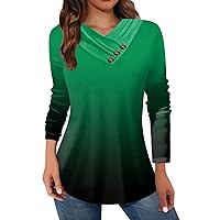 Long Sleeve Tee Shirts for Women Fashion Womens Tops Dressy Casual Basic Maternity Shirt Tshirt Dress Women Long Sleeve Tops for Women（5-Green，Medium）