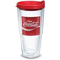 Tervis Coca-Cola-Coke Enjoy Insulated Tumbler with Emblem and Red Lid, 24oz, Clear
