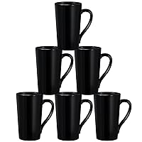 20oz Porcelain Coffee Mugs Set of 6, Large Tall Coffee Mugs with Handles, Modern Ceramic Coffee Cups for Coffee, Tea, Cocoa, Milk, Gifts for Women Men - Black