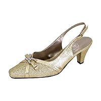 Floral Hanna Women's Wide Width Slingback Dress Shoes with Decorative Crystal Bow
