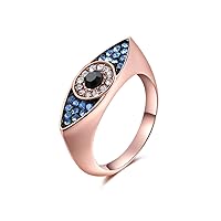 Women's Evil eye Rings CZ Crystals Rose Gold Platinum Plated Wedding Jewelry Finger Ring For Women