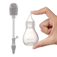 Haakaa Silicone Baby Nasal Aspirator&Cleaning Brush Set-Nose Bulb Syringe | Easy-Squeezy Baby Nose Cleaner|Baby Bottle Brush Cleaner for Breast Pump