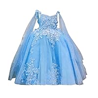2024 Lastest Designer Ball Gown Prom Quinceanera Dresses with Cape Robe 3D Floral Flowers Patterns Lace