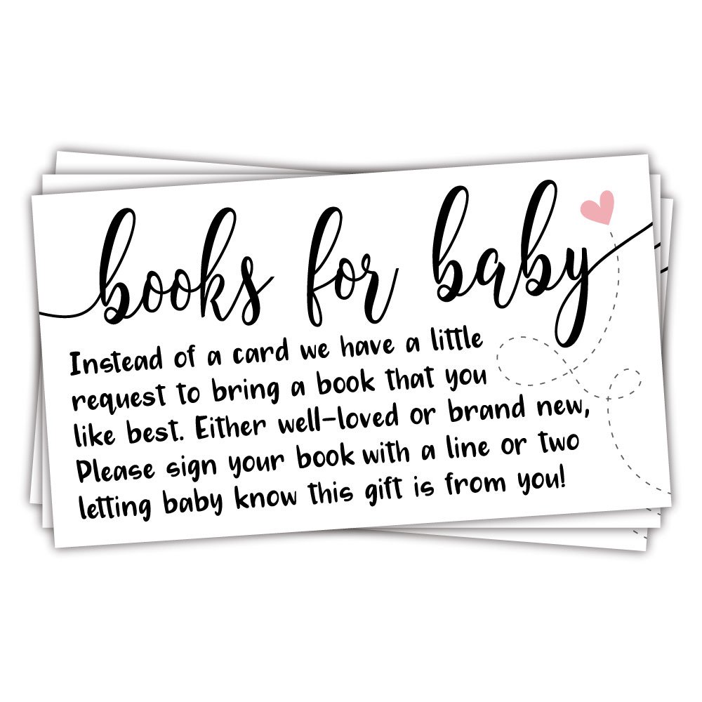 50 Sweet Heart Books for Baby Shower Request Cards - Baby Shower Invitation Inserts