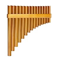 15 Pipes Brown Pan Flute G Key Chinese Traditional Musical Instrument Pan Pipes Woodwind Instrument (Left-Hand)