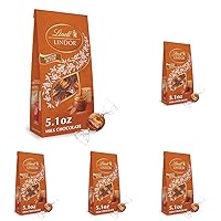 Lindt LINDOR Almond Butter Milk Chocolate Candy Truffles, Milk Chocolate With Almond Butter, 5.1 oz. Bag (Pack of 5)