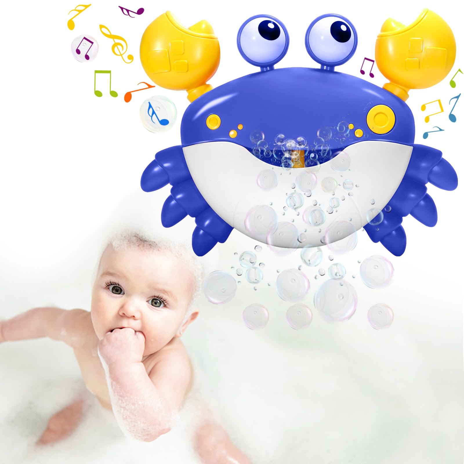 Bath Toys for Toddlers : Baby Bath Toys, Crab Bath Toys, Bubble Machine for Toddlers , Musical Toys for Toddlers , Toddler Bath Toys, Baby Boy Gifts,Baby Gifts for Girls,Battery Operated Blue
