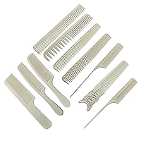 White/Black salon professional barber carbon comb heat-resistant anti-static hair comb set of 8 hairdressers preferred… (10PC-White)