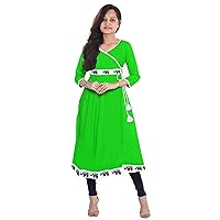 Women's Long Dress Cotton Tunic Party Wear Frock Suit Animal Print Maxi Green Color Plus Size