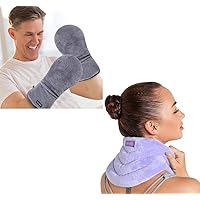 REVIX Heated Mitts for Arthritis and Hand Therapy & Neck Heating Pad, Microwavable Hand Warmer Gloves for Women and Men in Cases of Stiff Joints, Trigger Finger or Carpal Tunnel, Unscented Hot Pack