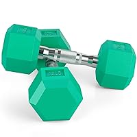 Portzon 8 Colors Options Compatible with Set of 2 Rubber Dumbbell Weight, 5-50 LB, Anti-Slip, Anti-roll, Hex Shape