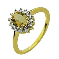 Stunning Yellow Tourmaline Oval Shape 7X5MM Natural Earth Mined Gemstone 14K Yellow Gold Ring Wedding Jewelry for Women & Men