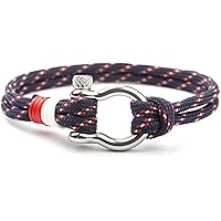PULABO Mens Rope Bracelet, Titanium Steel Shackle, Durable and Scratch, Handmade, Nautical Wristband for Men Creative