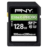 PNY 128GB EliteX-PRO90 UHS-II SDXC Memory Card – R300MB/s W280MB/s, U3, V90, 8K UHD, Full HD, UHS-II for Professional Photographers & Content Creators, DSLR, Mirrorless Cameras, Advanced Video Cameras