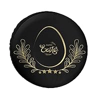 Car Spare Tire Wheel Cover - Happy Easter Gold Egg Adjustable Size Tire Protector Dustproof Polyester Cover for Car Tires Waterproof Tire Cover for SUV, Truck, Trailer,14-16 Inch