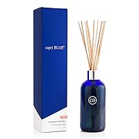 Capri Blue Coconut Santal Reed Diffuser Set - Comes with Reed Diffuser Sticks, Fragrance Oil, and Glass Bottle Oil Diffuser - Aromatherapy Diffuser in Cobalt Blue (8 fl oz)