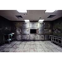 YongFoto 12x8ft Abandoned Hospital Backdrop Morgue Tattered Lockers Operating Bed Blood Floor Scary Photography Background Haunted House Escape Room Theme Party Adults Portrait Photo Studio Props