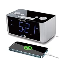 Emerson SmartSet Dual Alarm Clock Radio, USB port for iPhone/iPad/iPod/Android and Tablets, CKS1708