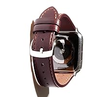 Leather Bands Compatible with Apple Watch Band 38mm 40mm 41mm 42mm 44mm 49mm for Women Men Genuine Leather Replacement Band for iWatch Ultra 2/1 SE SE2 Series 9 8 7 6 5 4 3 2 1