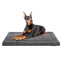 Washable Dog Bed Mat Reversible Dog Crate Pad Soft Fluffy Pet Kennel Beds Dog Sleeping Mattress for Large Jumbo Medium Small Dogs, 47 x 29 Inch, Grey