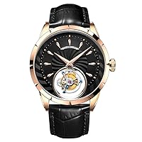 Aesop Real Tourbillon Skeleton Mechanical Hand Wind Vintage Wristwatch Men Sapphire Crystal Manual Winding Business Watch Luminous Waterproof Leather Band Dress Clock Man