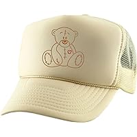 Allntrends Adult Bear Trucker Hat Heart Embroidered Baseball Cap Adjustable Snapback Cute Hats