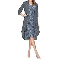 Spring Fashion for Women 2023, Women's Solid Two Piece Lace Cardigan Chiffon Party Wedding Long Dress