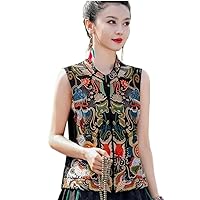 woman hanfu chinese vest flower embroidery oriental sleeveless suit