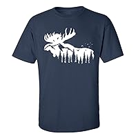 Men's Outdoors Moose Silhouette Scenic Mountain Forest Short Sleeve T-Shirt