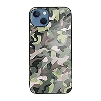 Abstract Camouflage Printed Case for iPhone 13 Mini Case, Tempered Glass Shockproof Phone Case Cover for iPhone 13 Mini 5.4 Inch, Not Yellowing