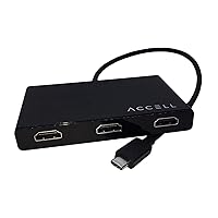 Accell USB-C HDMI Multi-Monitor Splitter - HDMI 1.4 Multi-Stream Transport (MST) Hub - 1x USB Type-C Connector (Thunderbolt 3 Compatible), 3X HDMI 1.4b Output, 4K UHD @30Hz, Black, 3 HDMI Output