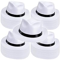48 Pieces Fedora Gangster Party Hat Plastic Gentlemen Hats Costume Hats for Kids Adults 1920s for Men