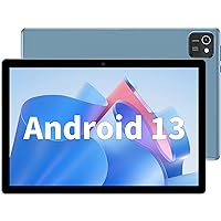 Android 13 Tablet 10 inch Tablet, 64GB ROM 512GB Expand, Quad-Core Processor, 1280x800 IPS HD Touch Screen, GPS, WiFi, 2MP+5MP Dual Camera, Bluetooth, 6000mAh (Blue)