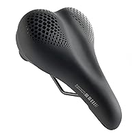 Memory Foam Padded Bike Seat by Delta Cycle, Medium - Comfort Saddle, Black - Easy to Mount - Dual Shock Suspension for A Comfortable Ride - Universal Fit & Grab Handle for Easy Transport