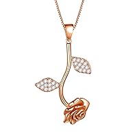 Aurora Tears Elegant Rose Flower Necklaces/Earrings/Rings/Jewelry set 925 Sterling Silver Flower Jewelry set Dainty Jewelry Gift for Women and Girls