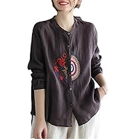Embroidery Shirt Women Ethnic Irregular Cardigan Short Loose Chinese Blouse Spring Long Sleeve Tops