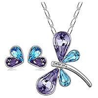 Crafting with Love A Platinum Plated Elegant Austrian Crystal Blue Butterfly Shaped Pendant Set Looks Elegant ON Any Attire.