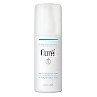 Curel Japanese Skin Care Moisture Facial Milk Moisturizer, Daily Face Lotion for Dry Sensitive Skin, pH Balanced, Unscented Advanced Ceramide Care Face Cream without Drying Alcohols, 4 oz