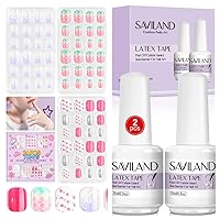 Saviland 168Pcs 7 Pack Press on Nails for Kids and 2PCS Liquid Latex for Nails