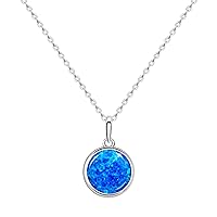 KristLand Moonlight Collection S925 Silver Necklace with White Opal Simple Design Delicate Round Pendant for Women Girlfriend Wife Daughter Gift Box 14mm Pendant