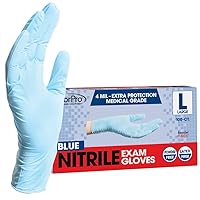 ForPro Disposable Nitrile Exam Gloves, Medical Grade, 4 Mil Extra Protection, Powder-Free, Latex-Free, Non-Sterile, Food Safe, Blue, Large, 100-Count
