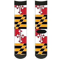 Buckle-Down Unisex-Adult's Socks Maryland Flags Crew, Multicolor