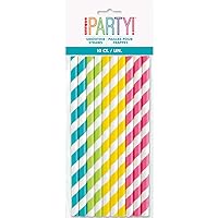 Assorted Striped Paper Smoothie Straws - 10 Count - Unique Style & Fun Drinking Experience, Perfect for Parties, Celebrations, and Everyday Use
